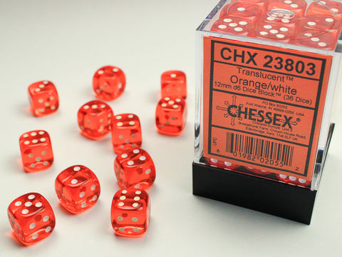 Chessex Translucent 12mm d6 Orange/White
