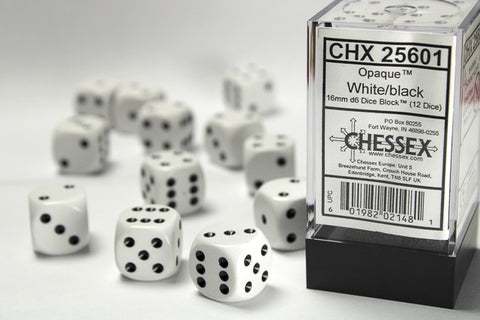 Chessex Opaque 16mm White/black Dice Block