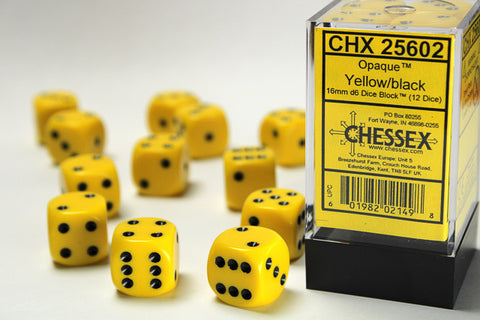 Chessex Opaque 16mm Yellow/black Dice Block