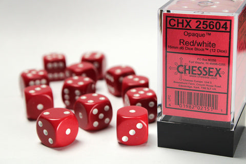 Chessex Opaque 16mm Red/white Dice Block