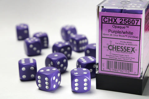 Chessex Opaque 16mm Purple/white Dice Block