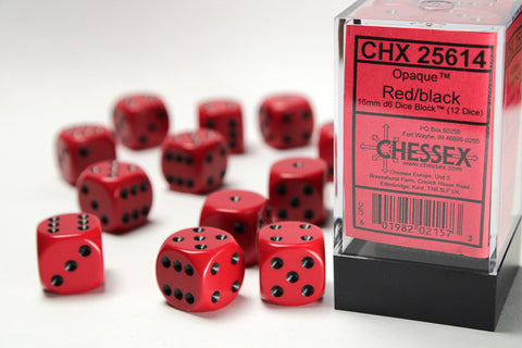 Chessex Opaque 16mm Red/black Dice Block