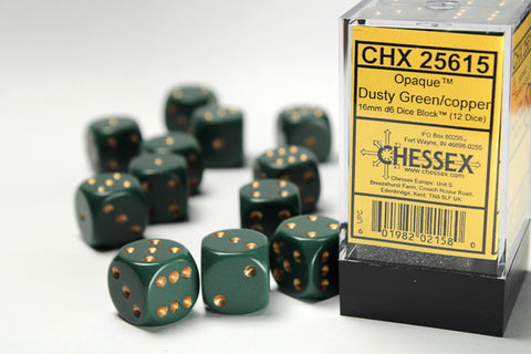 Chessex Opaque 16mm Dusty/green Dice Block