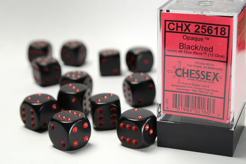 Chessex Opaque 16mm Black/red Dice Block