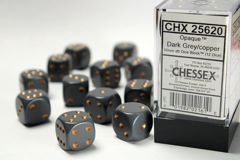 Chessex Opaque 16mm Dark Grey/cropper Dice Block