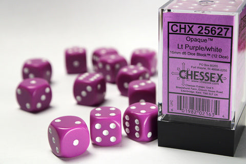 Chessex Opaque 16mm Lt Purple/white Dice Block