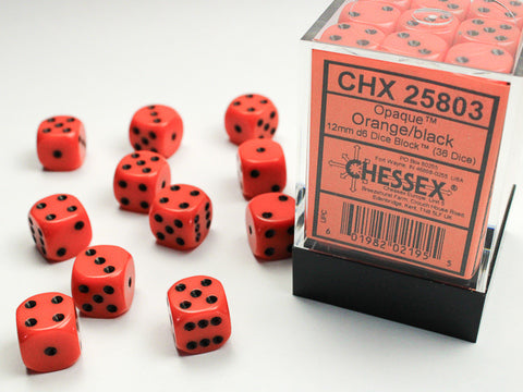 Chessex Opaque 12mm Orange/black Dice Block