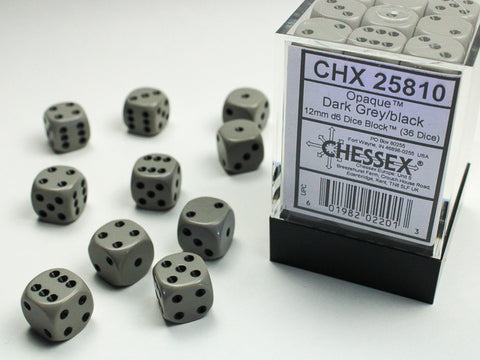 Chessex Opaque 12mm Dark Grey/black Dice Block