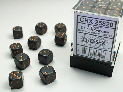 Chessex Opaque 12mm Dark Grey/copper Dice Block