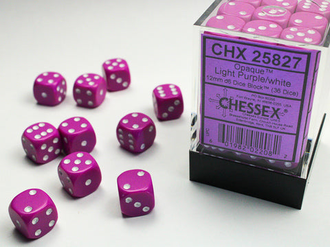 Chessex Opaque 12mm Lt Purple/white Dice Block