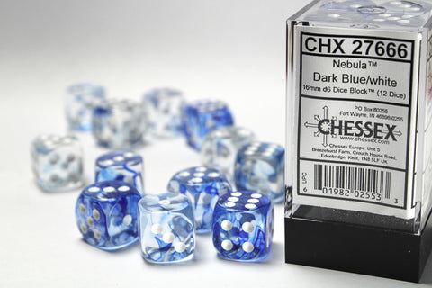 Chessex Nebula 16mm Dark Blue/white Dice Block