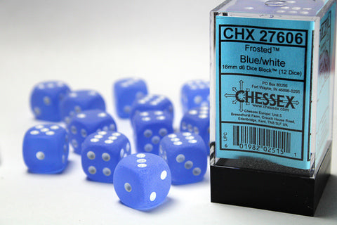 Chessex Frosted 16mm Blue/white Dice Block