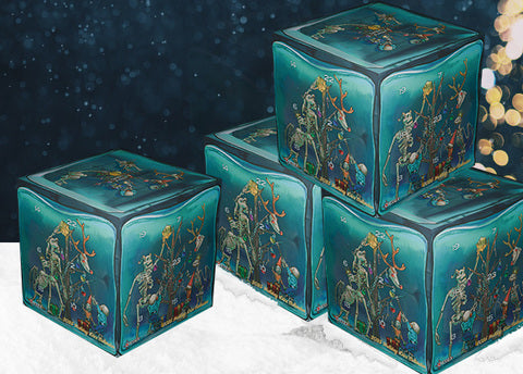 Chessex 2025 Holiday Dice Calendar Sampler with Promotional Metal Sign