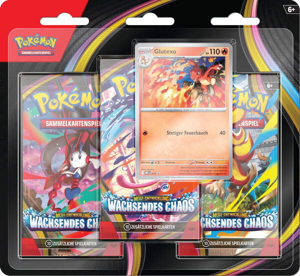 Drei-Boosterpack-Blister Mega-Entwicklung Wachsendes Chaos DE