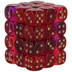 Chessex Translucent Gemini 12mm d6 Red-Violet/gold Dice Block