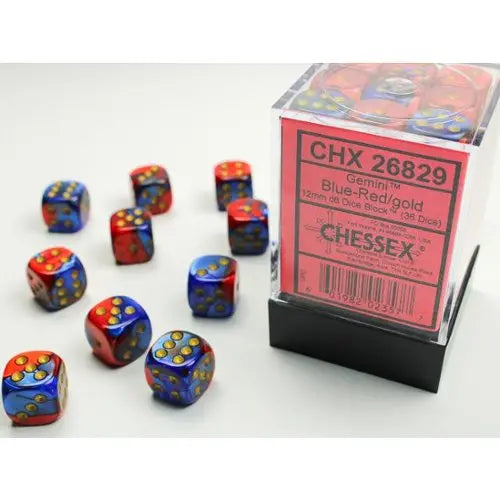 Chessex Gemini 12mm Blue-Red/gold Dice Block