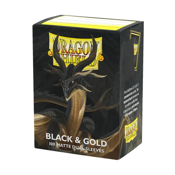 Dragon Shield Standard 100 Matte Dual Sleeves Black & Gold