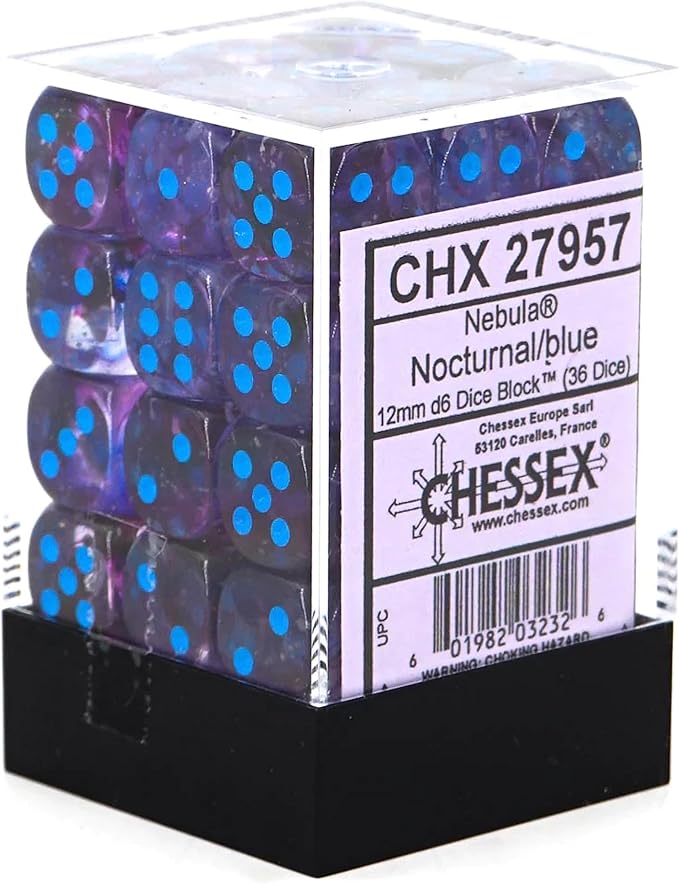 Chessex Nebula 12mm Nocturnal/blue Dice Block