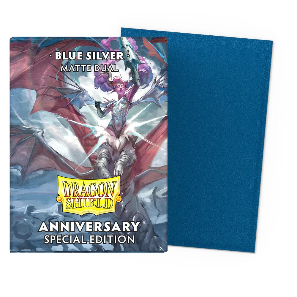 Dragon Shield Standard 100 Matte Dual Sleeves Blue Silver - Anniversary Special Edition