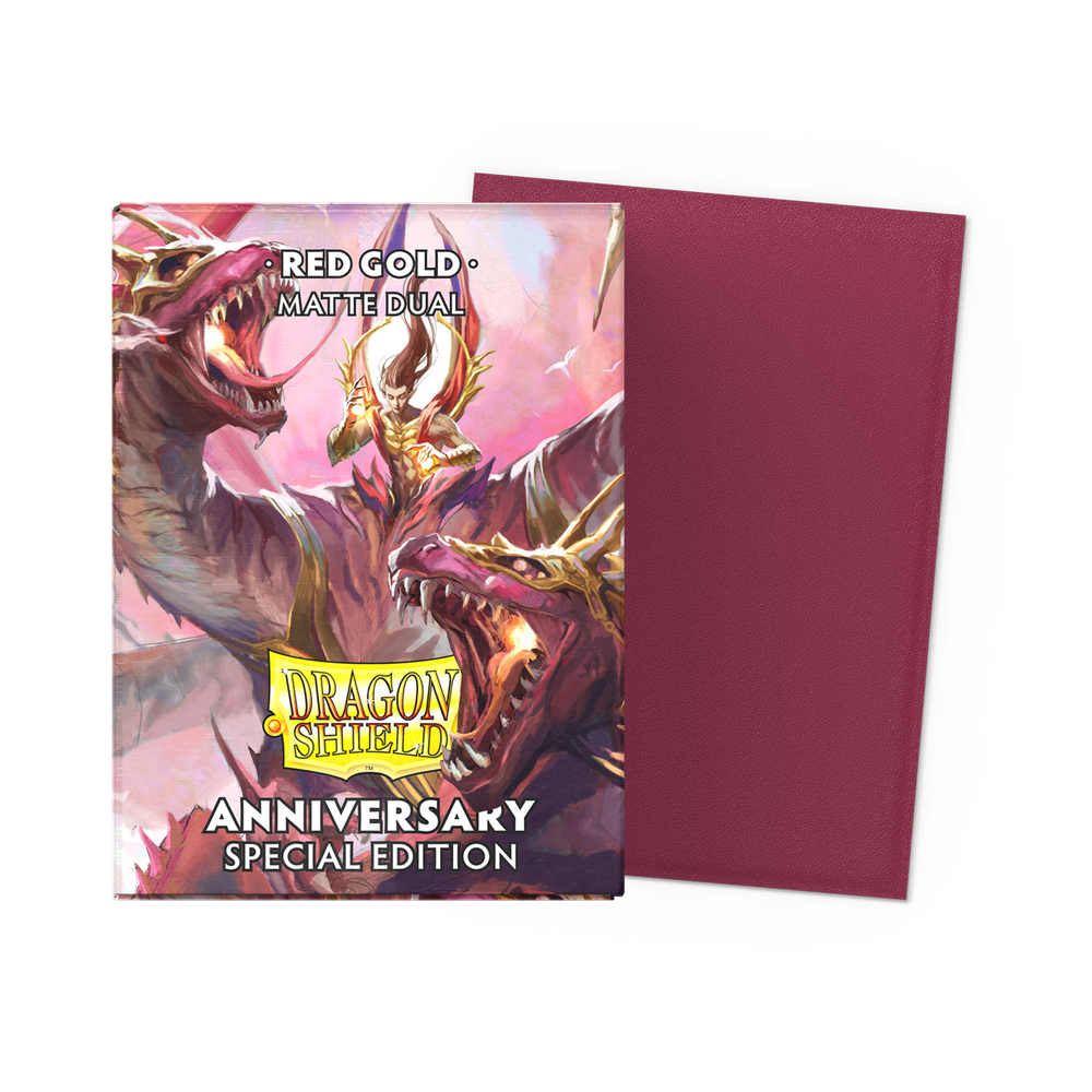 Dragon Shield Standard 100 Matte Dual Sleeves Red Gold - Anniversary Special Edition