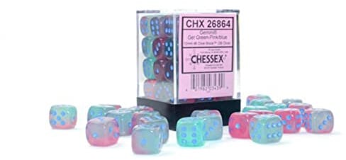 Chessex Gemini 12mm Gel Green-Pink/blue Dice Block #1