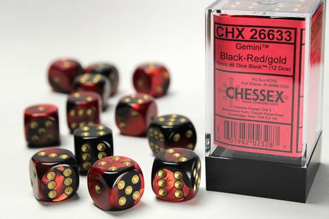 Chessex Gemini 12mm Black-Red/gold Dice Block