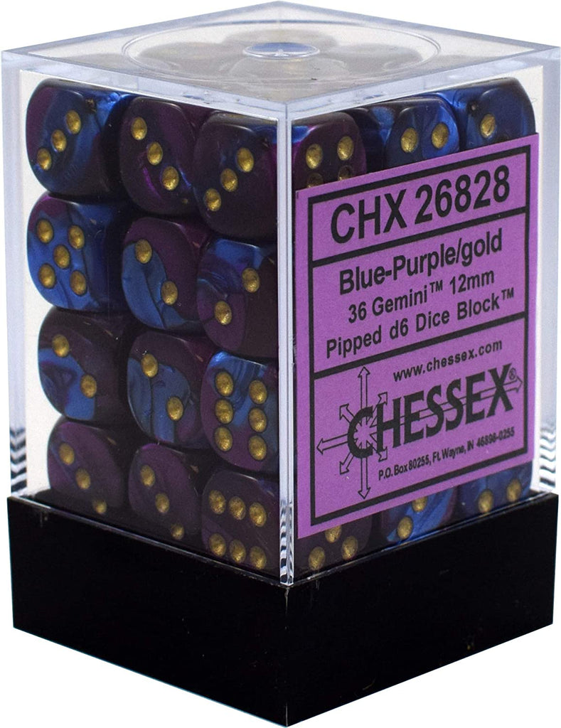Chessex Gemini 12mm Blue-Purple/gold Dice Block