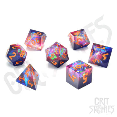 Galactic Ember Sharp Edge Resin RPG Dice Set