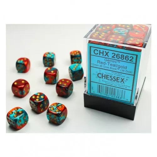 Chessex Gemini 12mm Red-Teal/gold Dice Block
