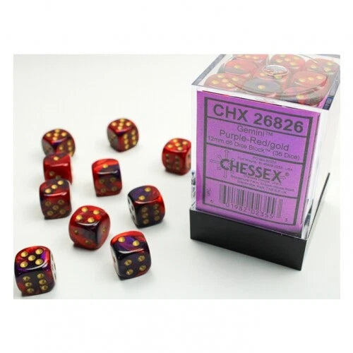 Chessex Gemini 12mm Purple-Red/gold Dice Block