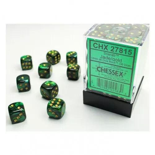 Chessex Scarab 16mm Dark Jade/gold Dice Block