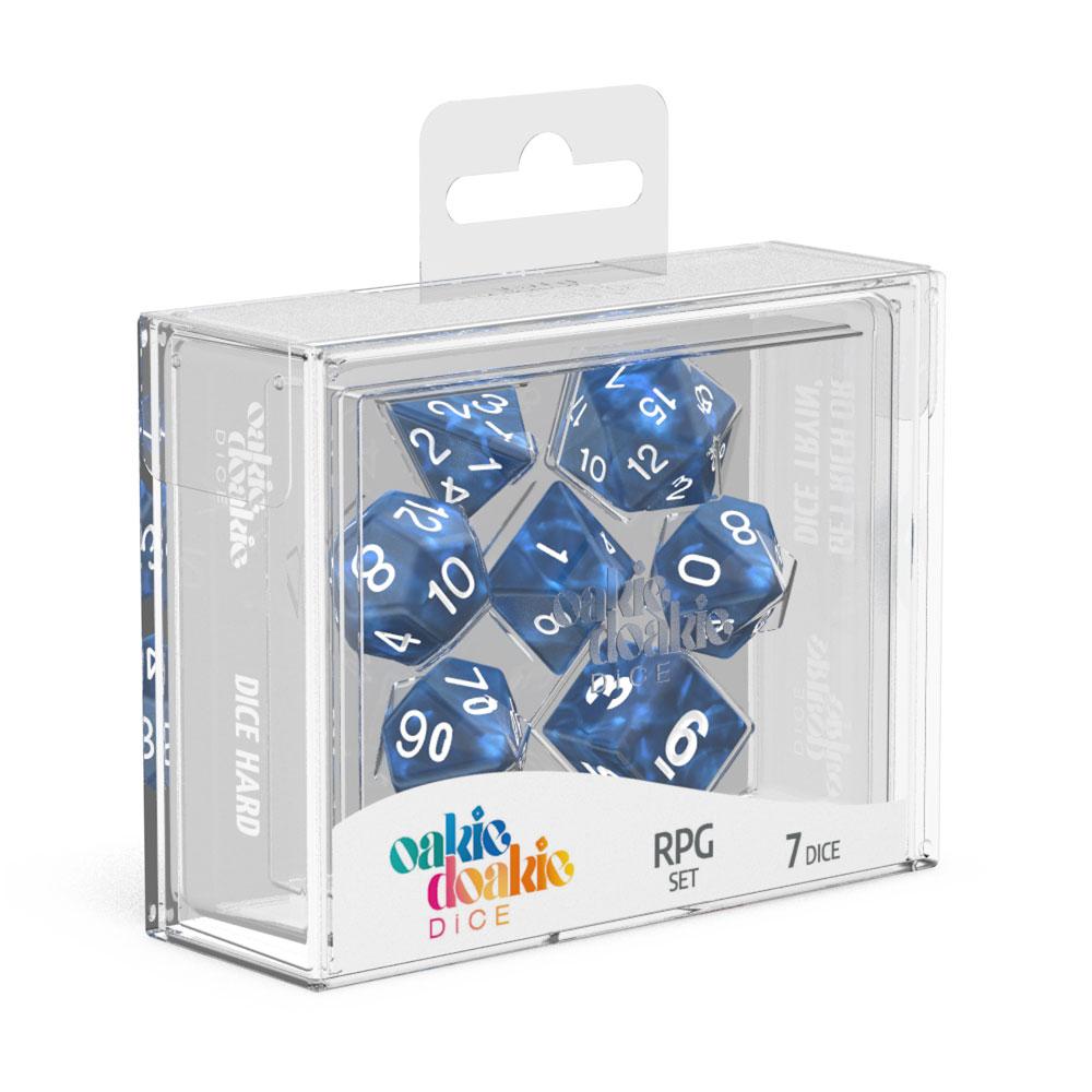 Oakie Doakie Dice Würfel RPG-Set Marble - Blau (7)