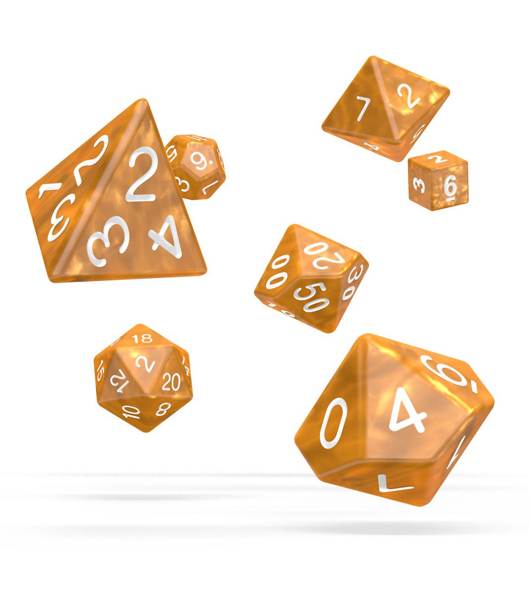 Oakie Doakie Dice Würfel RPG-Set Marble - Orange (7)