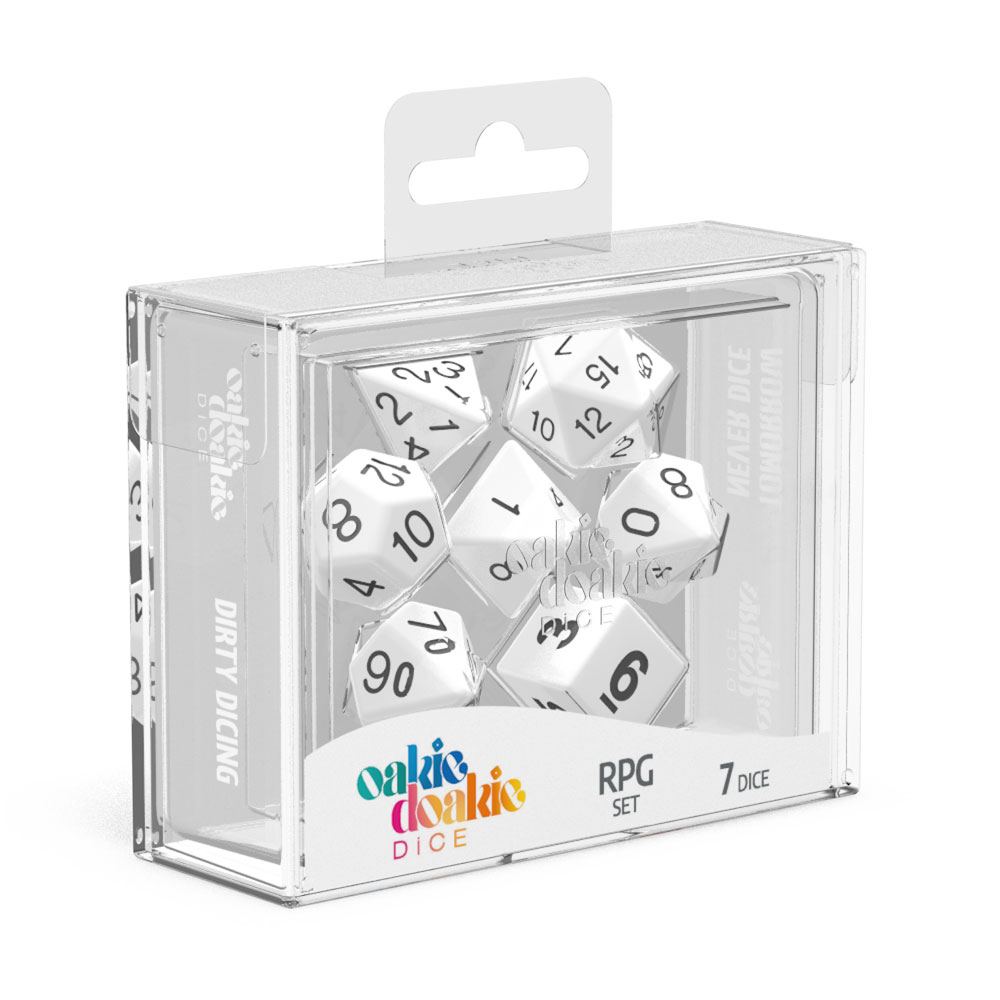 Oakie Doakie Dice Würfel RPG-Set Solid - Weiß (7)