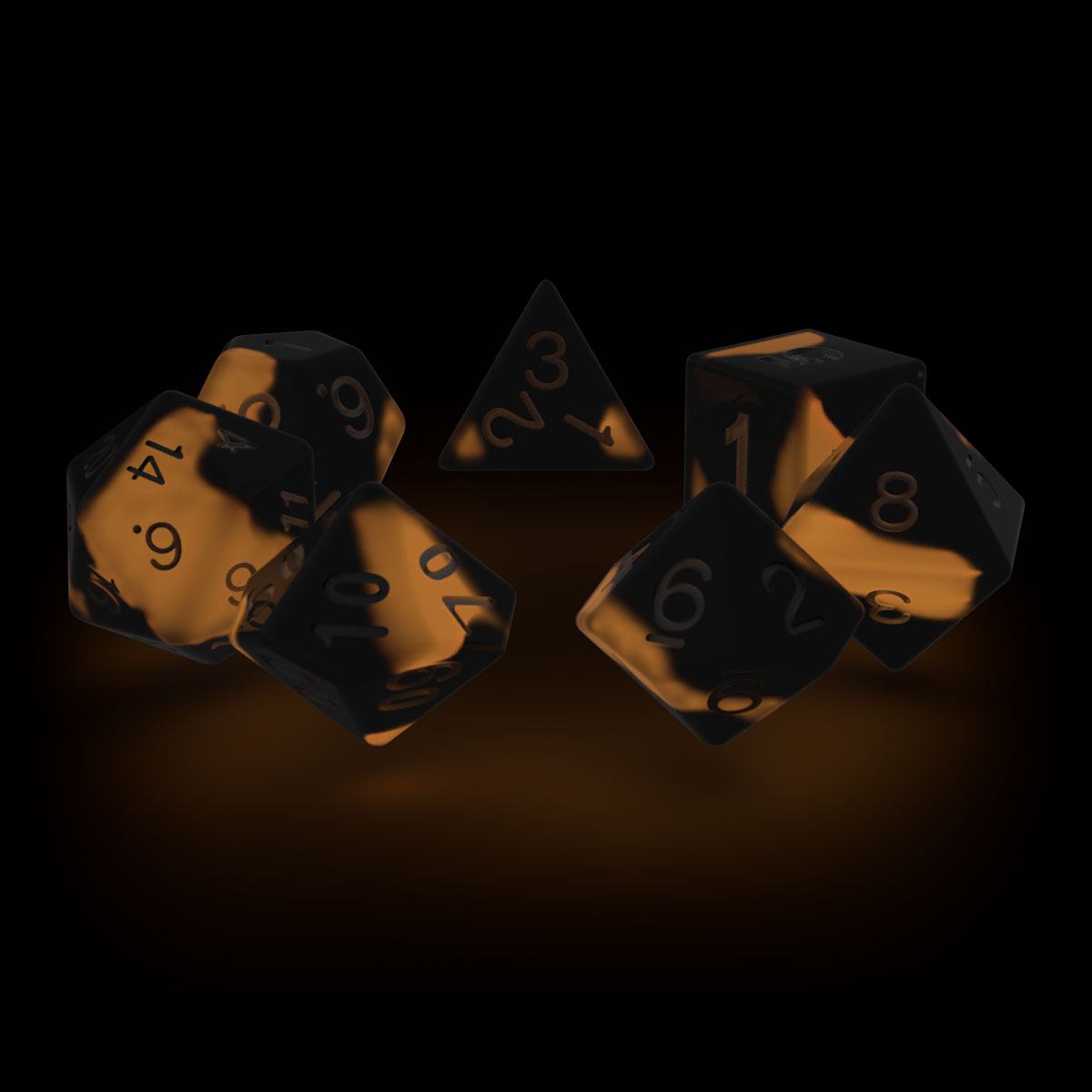 Oakie Doakie Dice Würfel RPG-Set Glow in the Dark - Lava